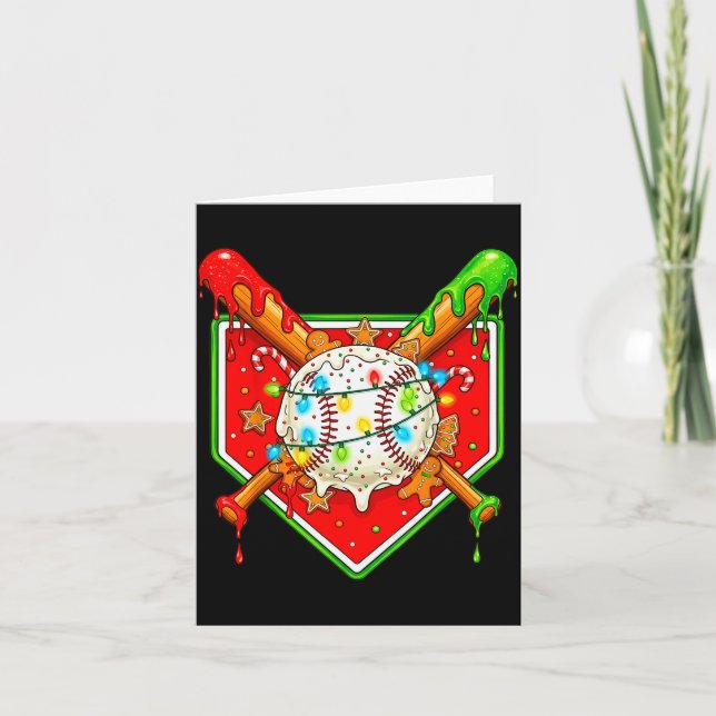 Funny Christmas Baseball Ice Cream Drip Men Women  Card (Front)