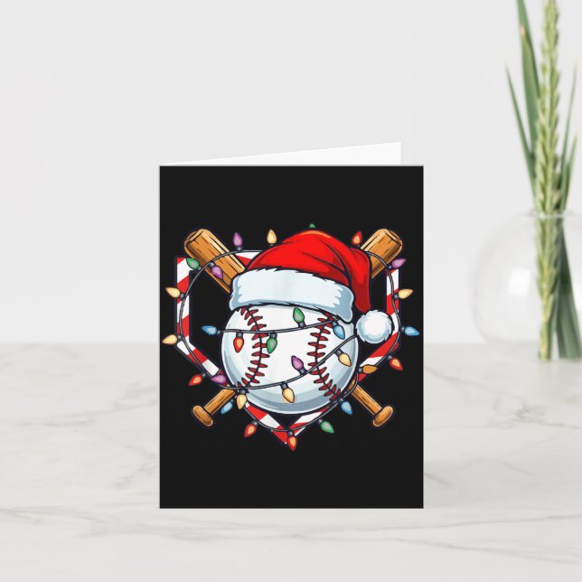 Funny Christmas Baseball Santa Hat For Baseball Pl Card (Front)
