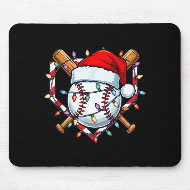 Funny Christmas Baseball Santa Hat For Baseball Pl Mouse Pad (Front)