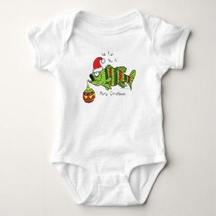 Funny Christmas Bass Fishing Fish Cute Cartoon Baby Bodysuit