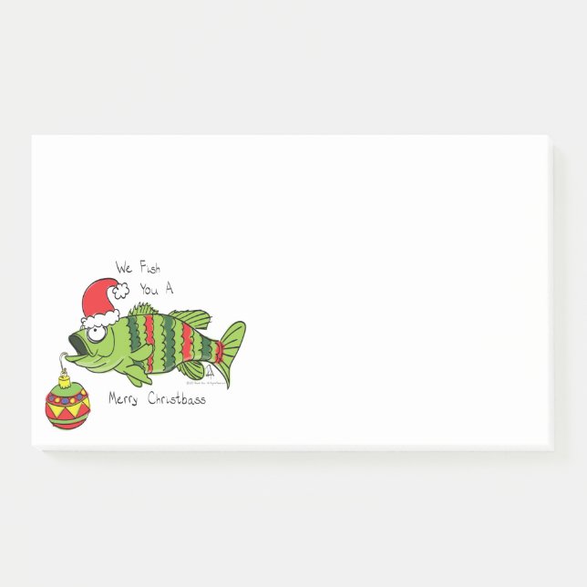 Funny Christmas Bass Fishing Fish Cute Cartoon Post-it Notes (Front)