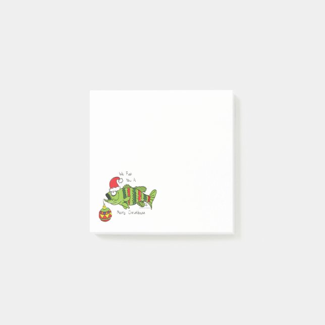 Funny Christmas Bass Fishing Fish Cute Cartoon Post-it Notes (Front)