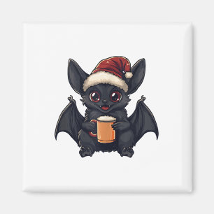 Funny Christmas Bat Animal With Beer Comic Magnet