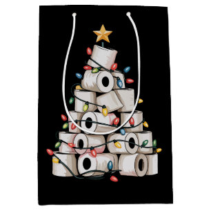 Funny Christmas Bathroom Toilet Paper Tree Humour Medium Gift Bag