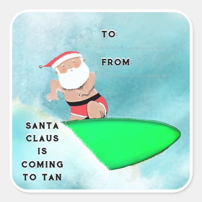 Funny Christmas Beach Gift Tags (Front)