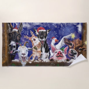Funny Christmas Beach Towel