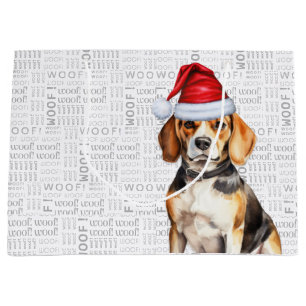 Funny Christmas Beagle Dog Lover Large Gift Bag