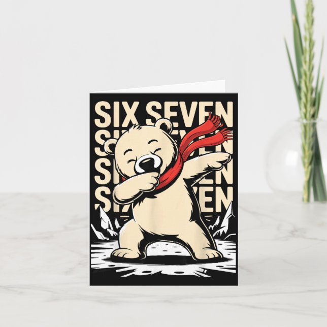 Funny Christmas Bear Dabbing Xmas Dab Six Seven 67 Card (Front)