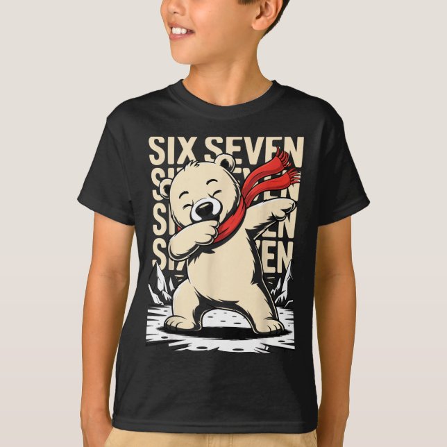 Funny Christmas Bear Dabbing Xmas Dab Six Seven 67 T-Shirt (Front)