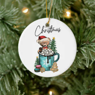 Funny Christmas Bear, Funny Christmas Gift Ceramic Ornament