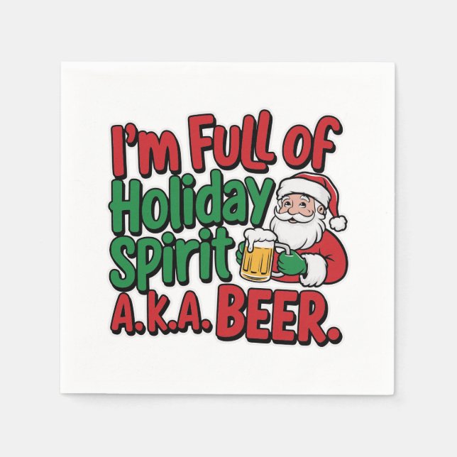Funny Christmas beer drinking party  Napkin (Front)