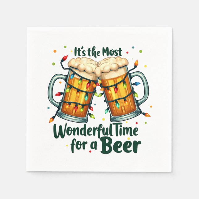 Funny Christmas beer drinking party  Napkin (Front)