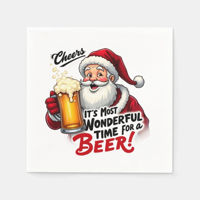 Funny Christmas beer drinking party  Napkin (Front)