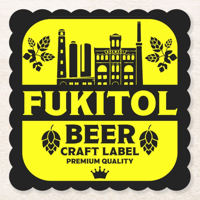 Funny Christmas Beer Labels Paper Coaster (Front)