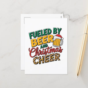 Funny Christmas beer word art  Holiday Postcard