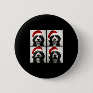 Funny Christmas Bernedoodle Santa Doodle Dog Photo 2 Inch Round Button