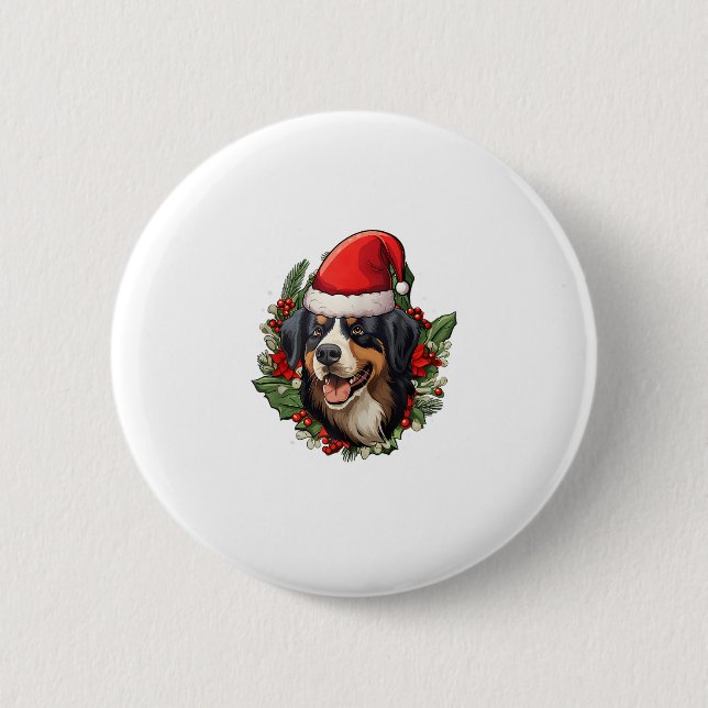 Funny Christmas Bernese Mountain Dog  2 Inch Round Button (Front)
