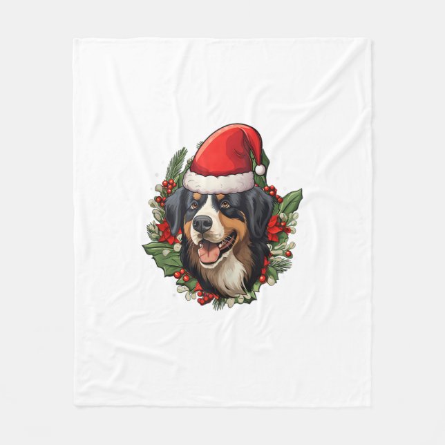 Funny Christmas Bernese Mountain Dog  Fleece Blanket (Front)
