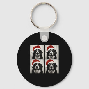 Funny Christmas Bernese Mountain Dog Santa Photo B Keychain