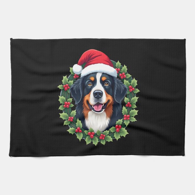 Funny Christmas Bernese Mountain Dog Tank Top Kitchen Towel (Horizontal)