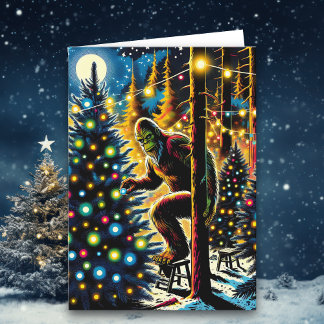 Funny Christmas Bigfoot Personalized Holiday Card