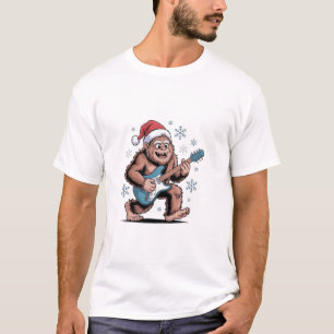 Funny Christmas Bigfoot Playing Guitar Electric T-Shirt