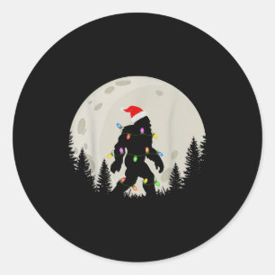 Funny Christmas Bigfoot Santa Hat Moon Sasquatch K Classic Round Sticker