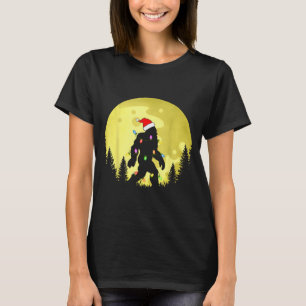 Funny Christmas Bigfoot Santa Hat Moon Sasquatch M T-Shirt