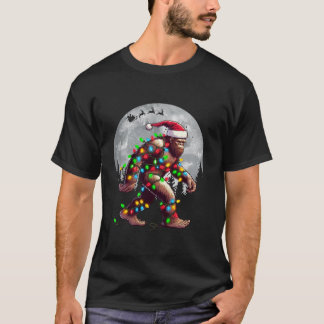 Funny Christmas Bigfoot Santa Sack Presents Moon L T-Shirt