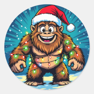 Funny Christmas Bigfoot Sasquatch Classic Round Sticker