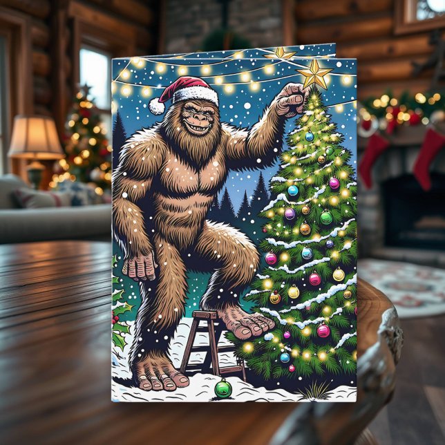 Funny Christmas Bigfoot Sasquatch Personalized Card (Creator Uploaded)