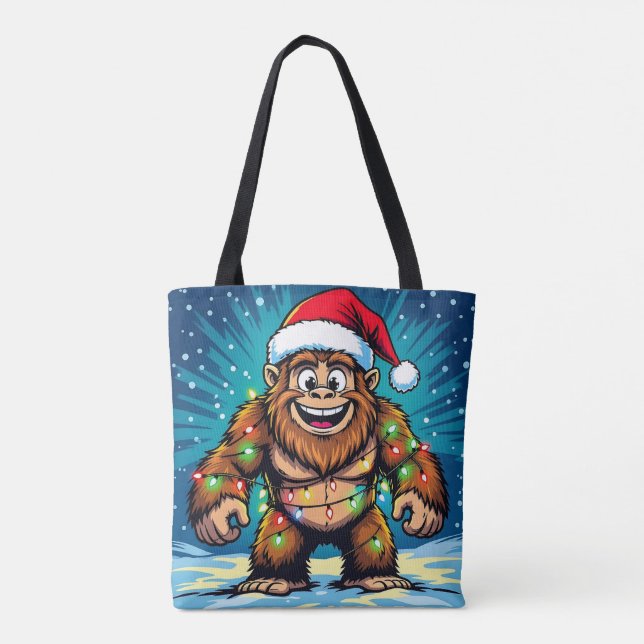 Funny Christmas Bigfoot   Tote Bag (Back)