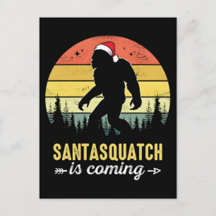 Funny Christmas Bigfoot Wearing Santa Hat Holiday Postcard