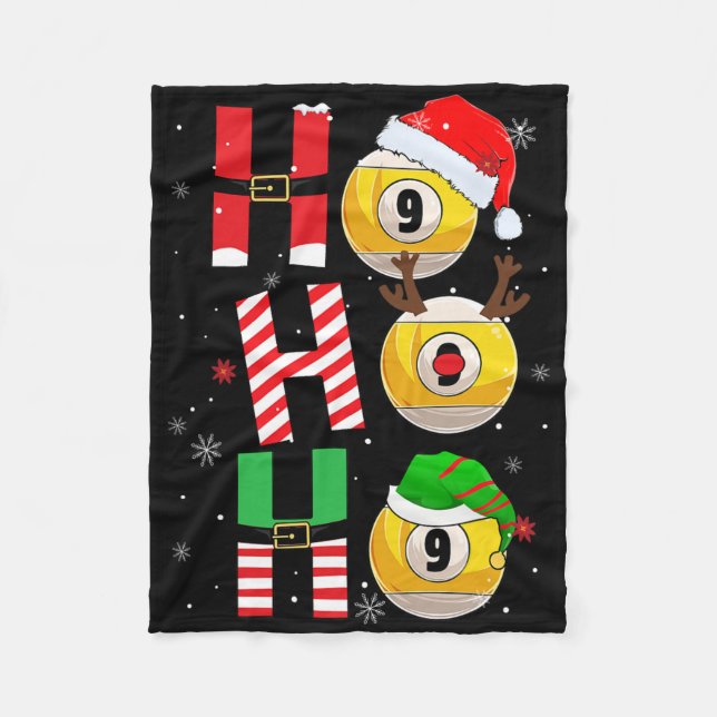 Funny Christmas Billiards Ho Ho Ho Xmas Matching P Fleece Blanket (Front)
