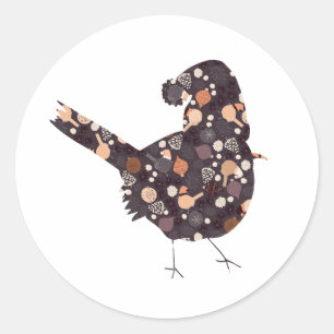 Funny Christmas bird with pattern on Classic Round Sticker