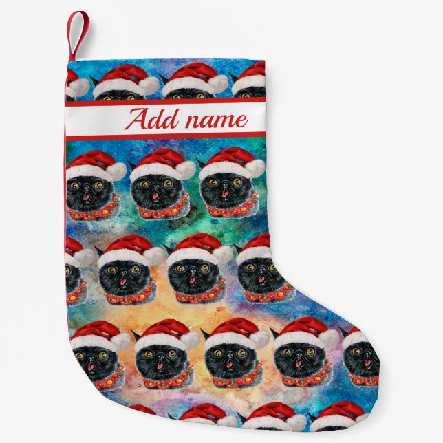 Funny Christmas Black Cat Christmas Party Small Christmas Stocking (Front)