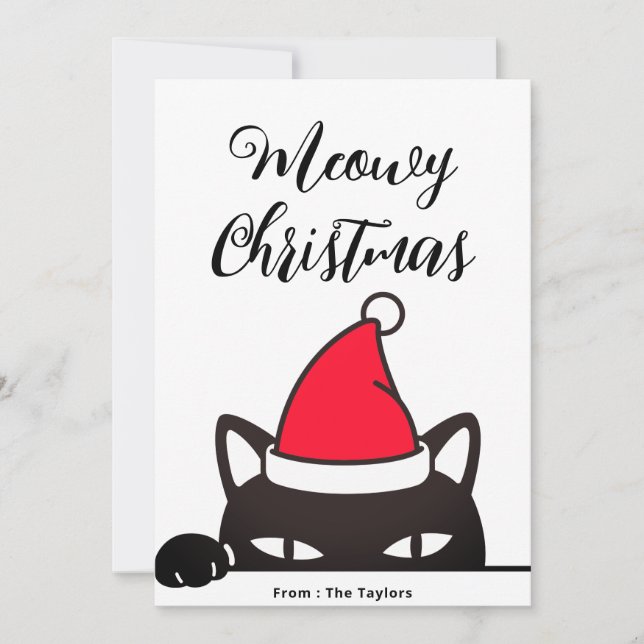 Funny Christmas Black Cat Holiday Card (Front)