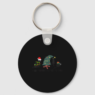 Funny Christmas Black Cat Overstimulated But Festi Keychain