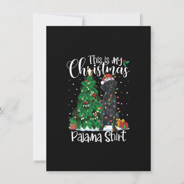 Funny Christmas Black Lab Dog Labrador Pajama Dog  Invitation (Front)