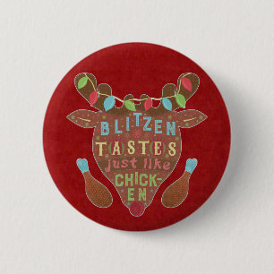 Funny Christmas Blitzen Chicken Reindeer Humour 2 Inch Round Button
