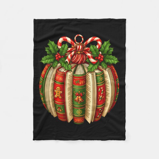 Funny Christmas Book Ornament Winter Xmas Teacher  Fleece Blanket (Front)