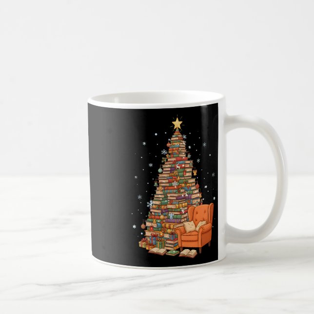 Funny Christmas Books Tree Book Lover Teacher Libr Coffee Mug (Right)