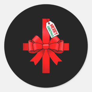 Funny Christmas Bow Costume Cosplay  Classic Round Sticker