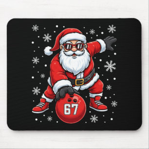 Funny Christmas Bowling Cool Santa Claus 6 7 Meme Mouse Pad