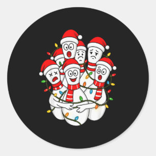 Funny Christmas Bowling Santa Bowling Ns Team Men Classic Round Sticker