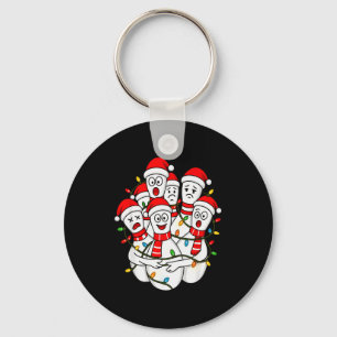 Funny Christmas Bowling Santa Bowling Ns Team Men Keychain