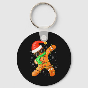 Funny Christmas Boys Kids Dabbing Gingerbread Xmas Keychain