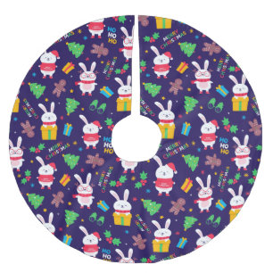Funny Christmas Bunnies Brushed Polyester Tree Skirt