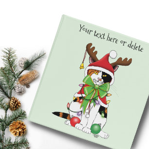 Funny Christmas Calico Cat Binder