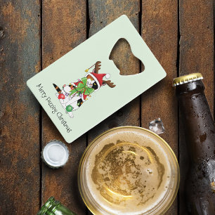 Funny Christmas Calico Cat Credit Card Bottle Opener